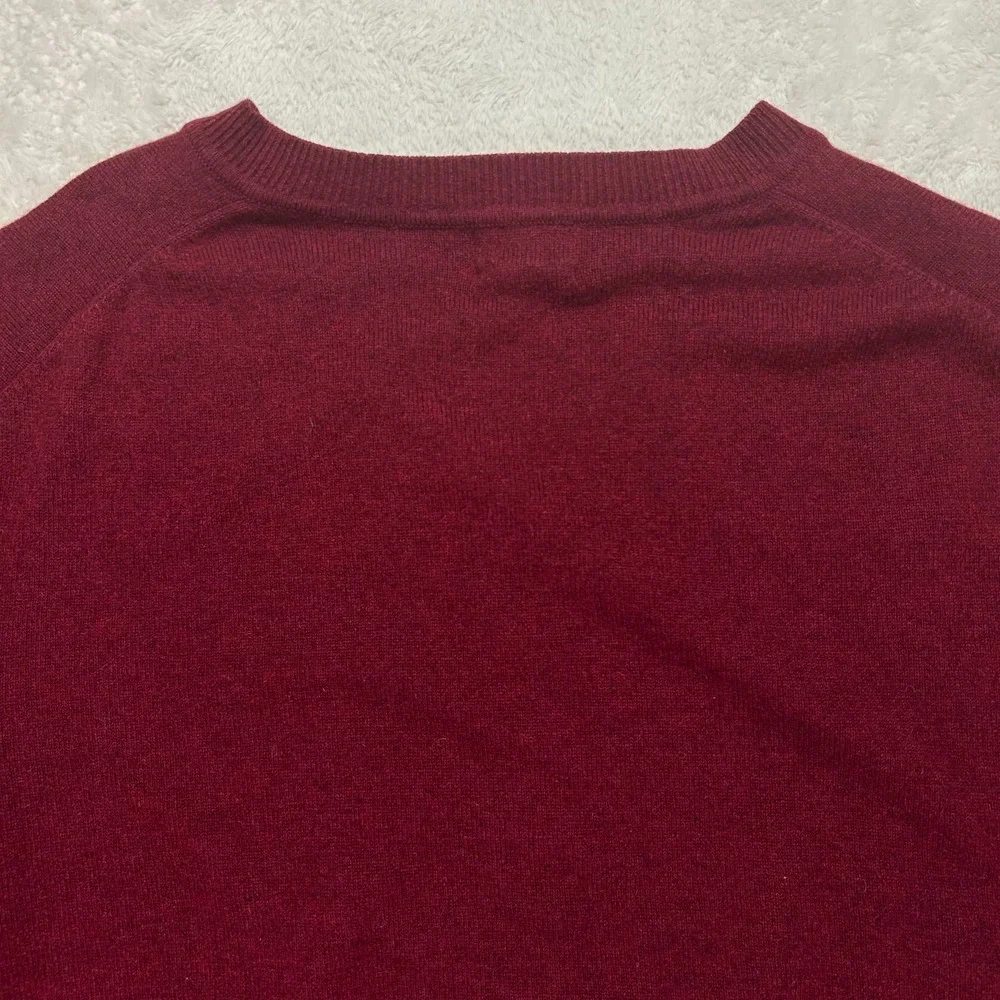 L.L. Bean Pullover Sweater Mens L Maroon V-Neck Cashmere Wool Long Sleeve VTG